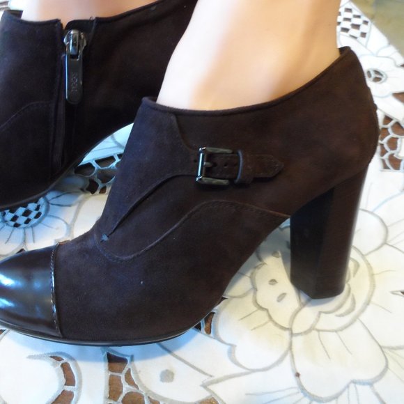 Tod's Brown Suede/Patent Leather Ankle Boot 37 - Picture 6 of 16